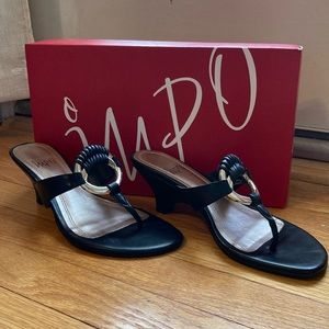 Impo black kitten wedge sandal sz 6